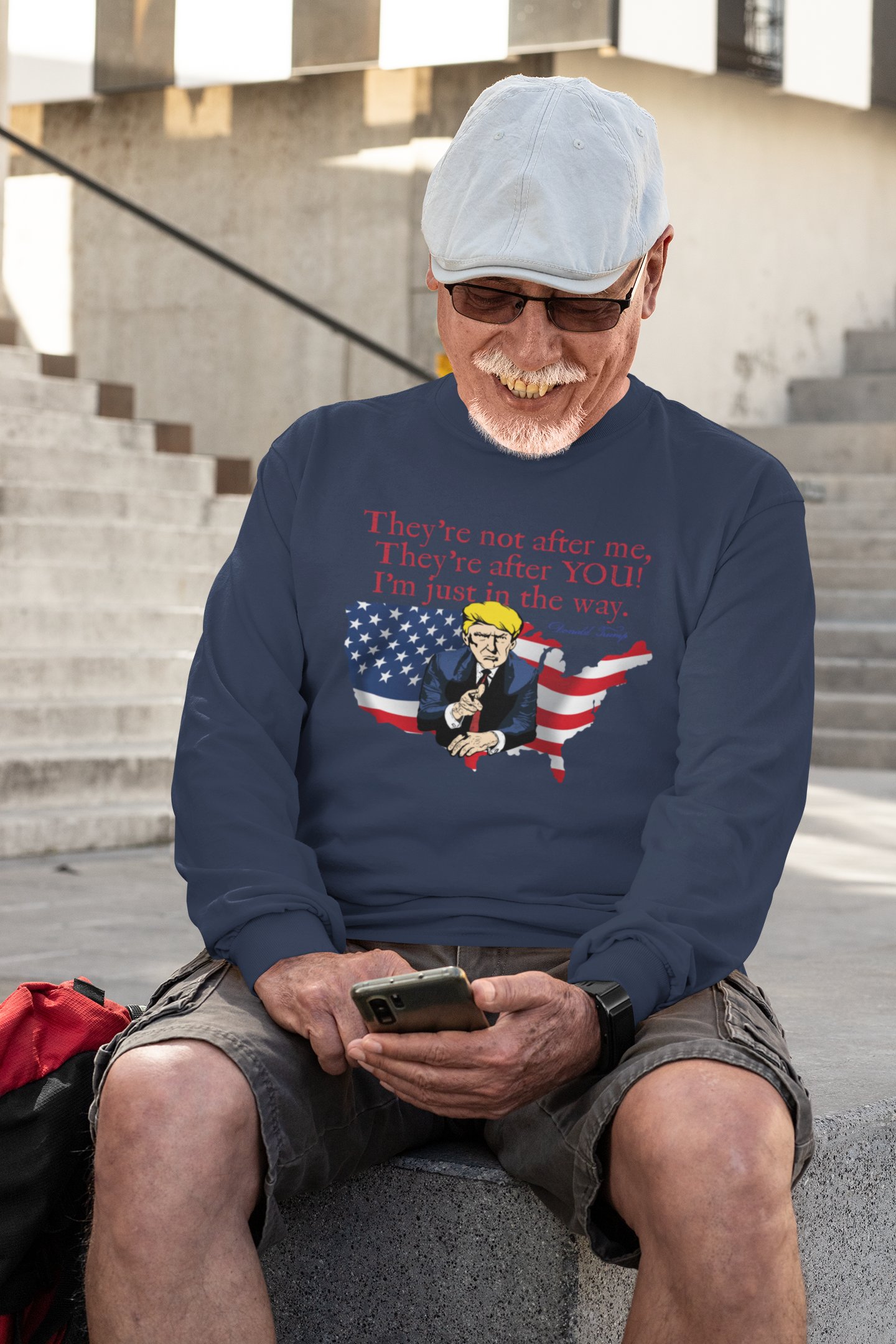 . TRUMP Heavy Weight Patriotic Long Sleeve T-Shirt (S-2XL): Men's Gildan 2400 - FREE SHIPPING