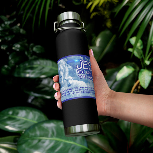 ..THE LION & THE LAMB:  22oz Copper Vacuum Insulated Patriotic Water Bottle - FREE SHIPPING