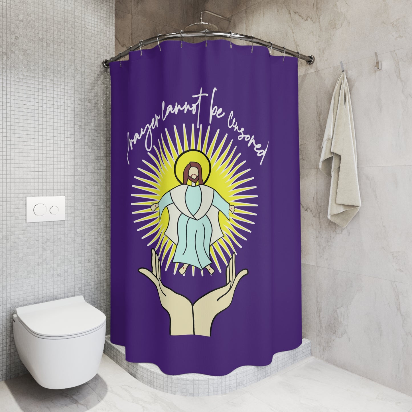 PRAYER CANNOT BE CENSORED:  100% Polyester Christian Shower Curtain - FREE SHIPPING