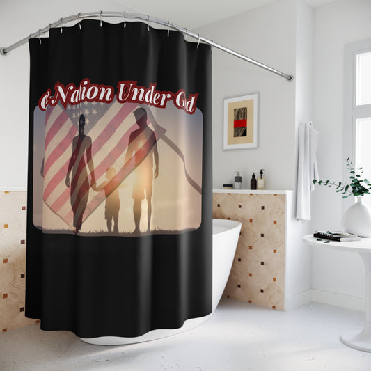 ONE NATION UNDER GOD:  100% Polyester Patriotic Christian Shower Curtain - FREE SHIPPING