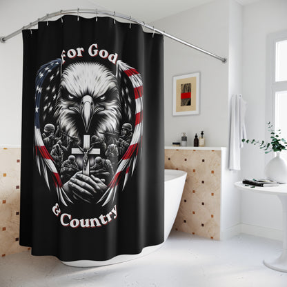 FOR GOD & COUNTRY:  100% Polyester Patriotic Christian Shower Curtain - FREE SHIPPING