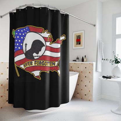 NEVER FORGOTTEN:  100% Polyester Patriotic Military Shower Curtain - FREE SHIPPING