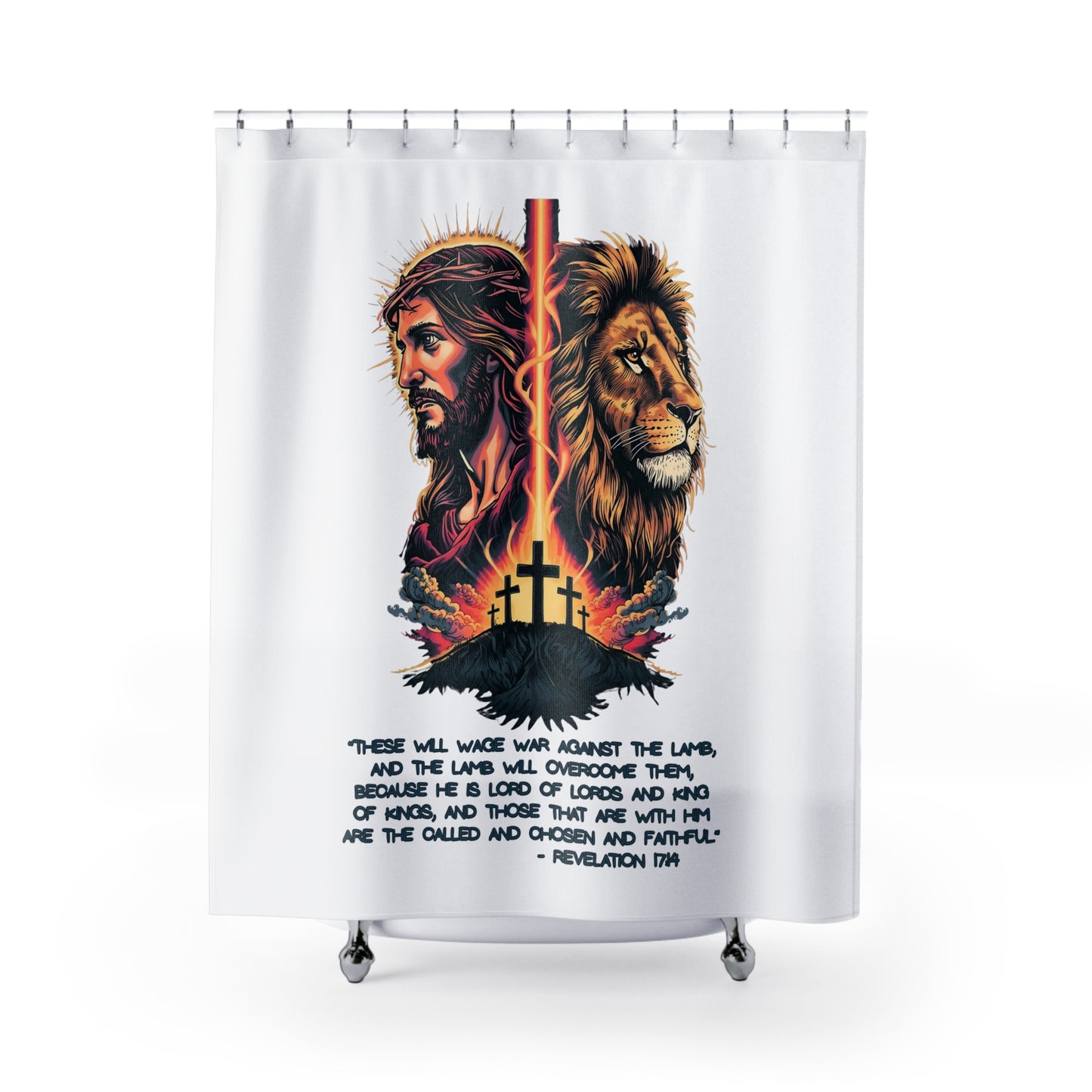 THE LION OF JUDAH:  100% Polyester Christian Shower Curtain - FREE SHIPPING