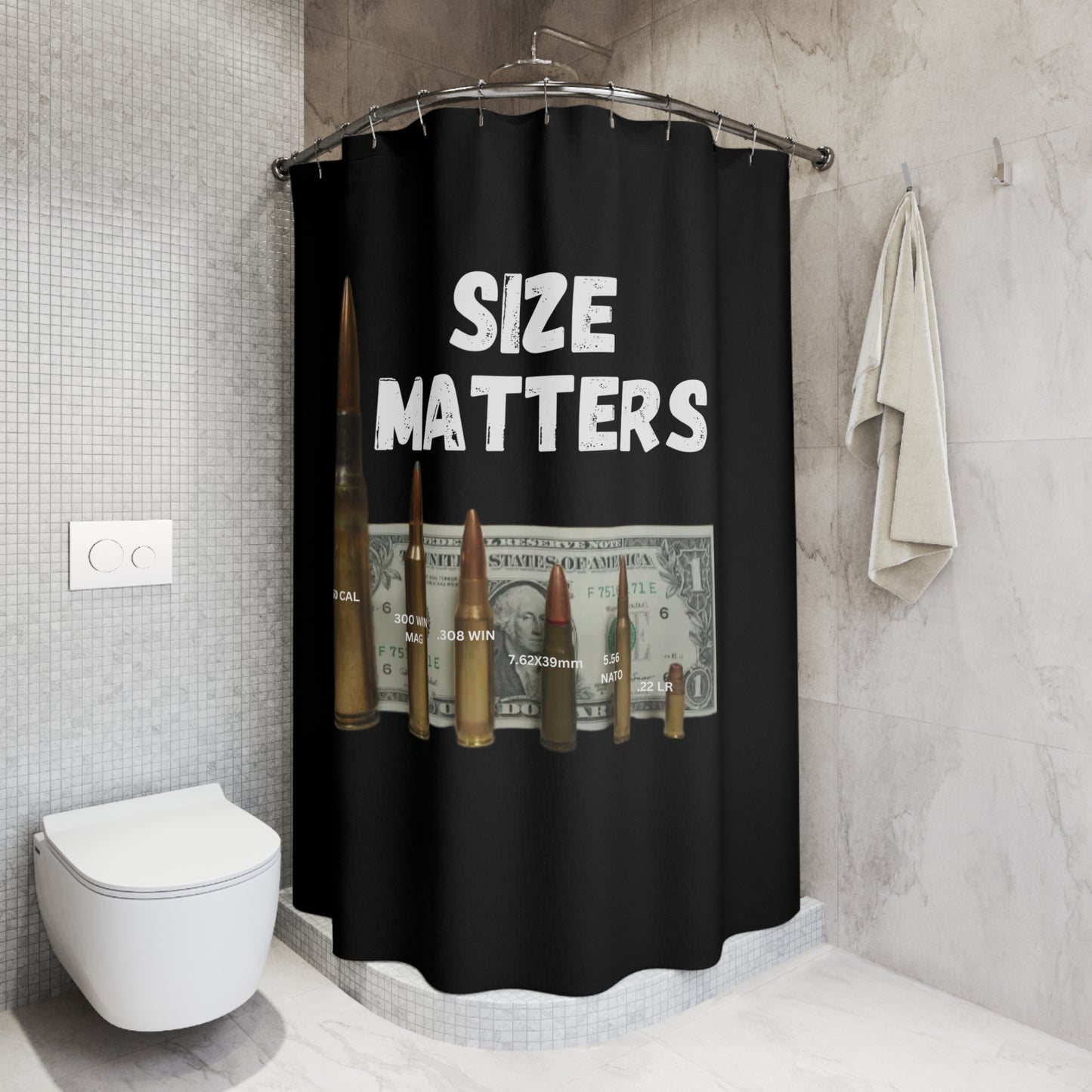 SIZE MATTERS:  100% Polyester Patriotic Military Shower Curtain - FREE SHIPPING