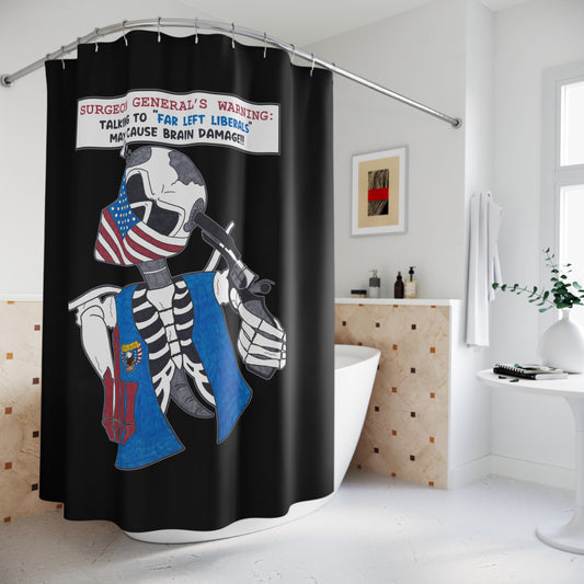 LIBERAL BRAIN DAMAGE:  100% Polyester Patriotic Biker Shower Curtain - FREE SHIPPING