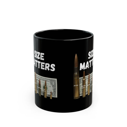 SIZE MATTERS Patriotic Ceramic Coffee Mug (11oz, 15oz) - FREE SHIPPING