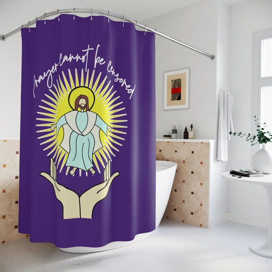 PRAYER CANNOT BE CENSORED:  100% Polyester Christian Shower Curtain - FREE SHIPPING