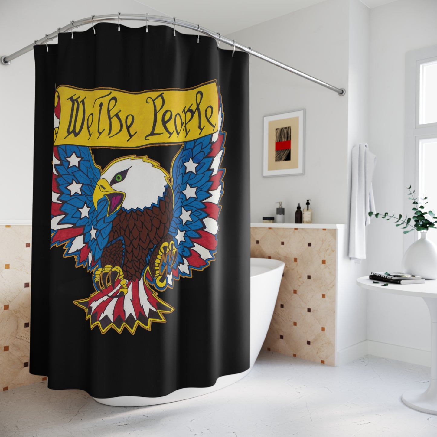 WE THE PEOPLE:  100% Polyester Patriotic Shower Curtain - FREE SHIPPING