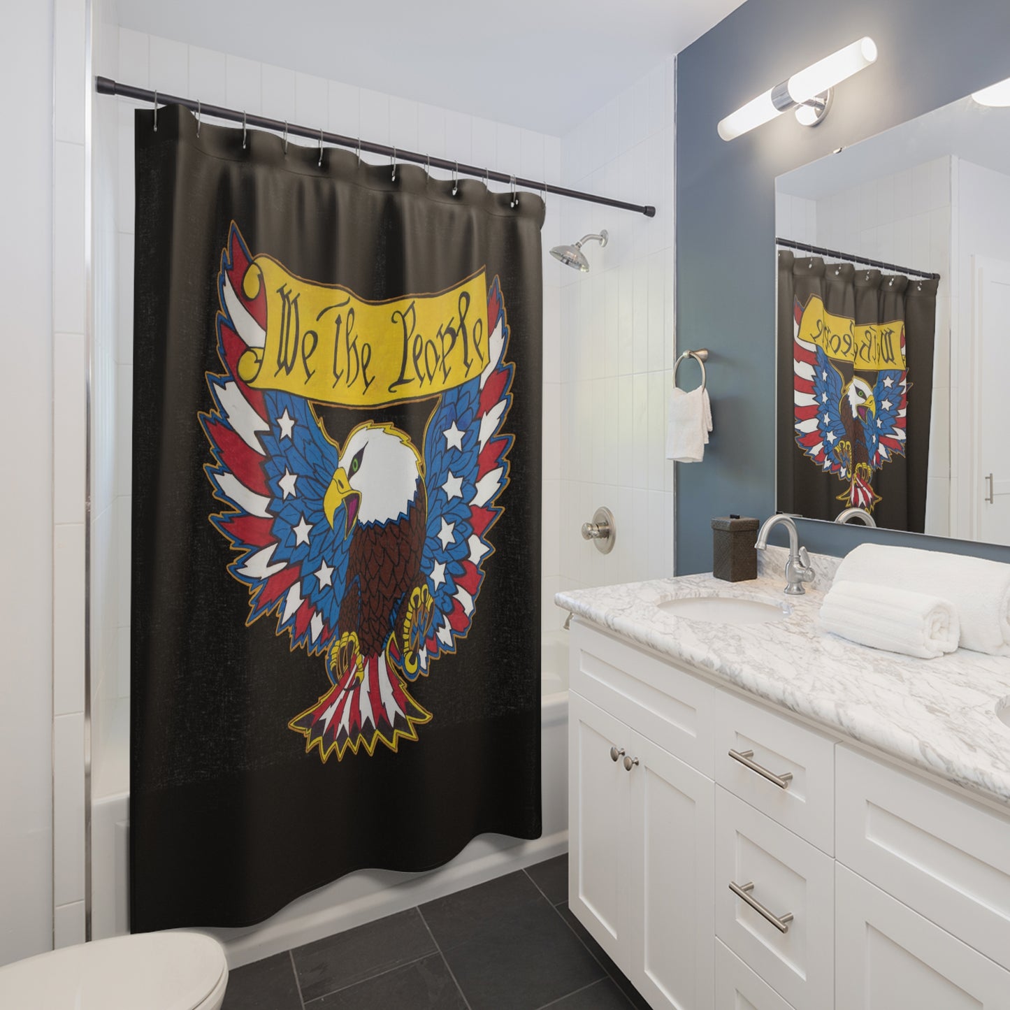 WE THE PEOPLE:  100% Polyester Patriotic Shower Curtain - FREE SHIPPING