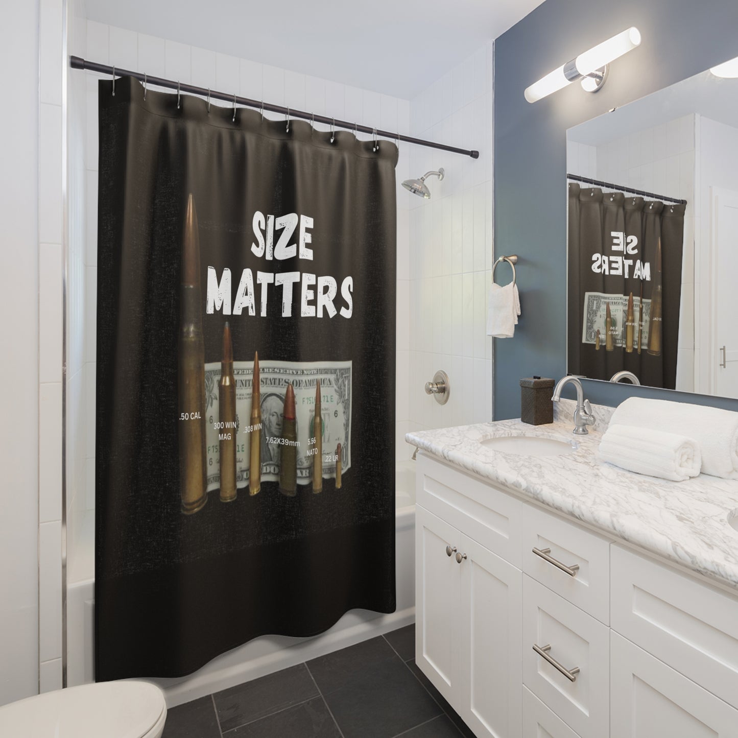 SIZE MATTERS:  100% Polyester Patriotic Military Shower Curtain - FREE SHIPPING