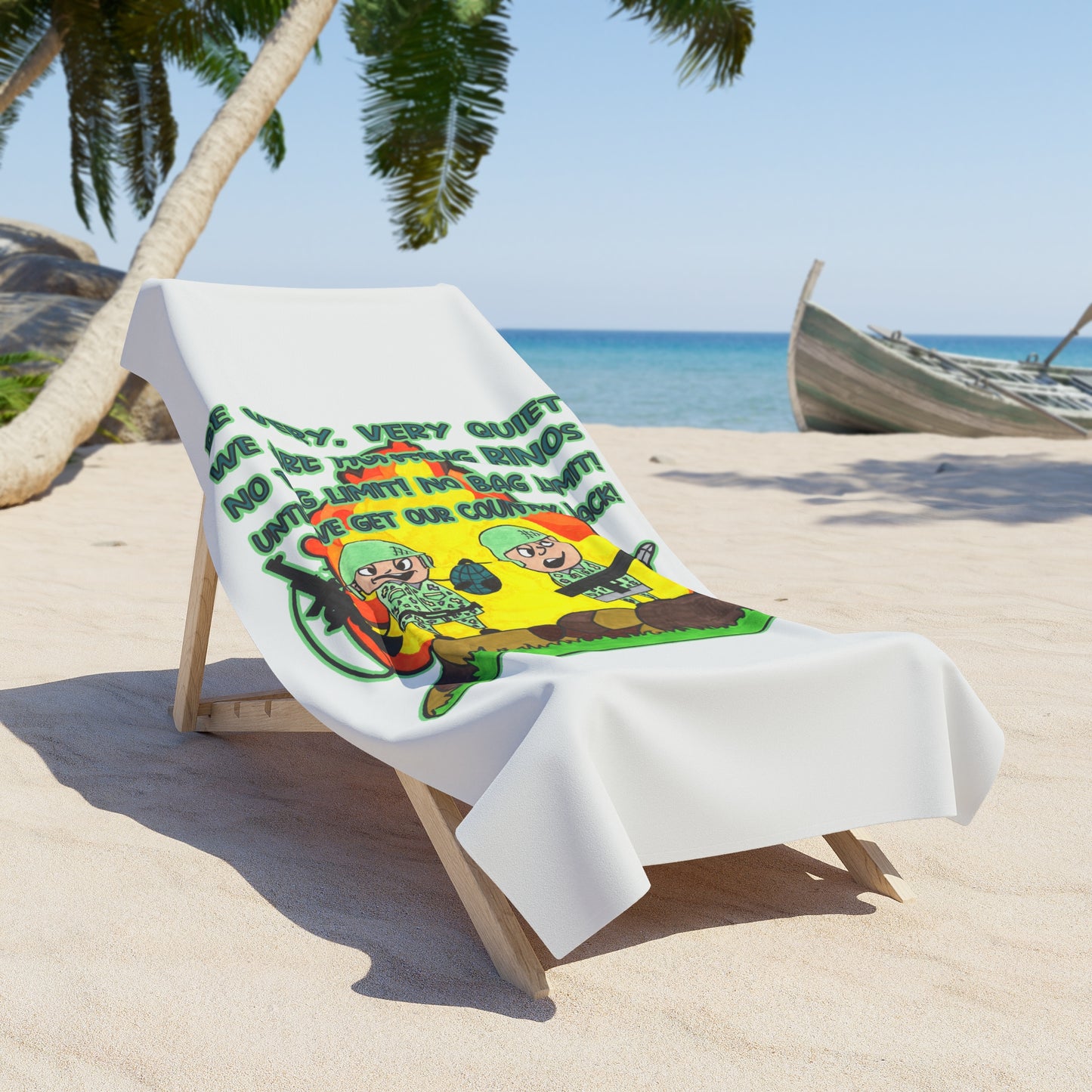 HUNTING RINOs:  X-tra Large Beach Towel (36"x72") - FREE SHIPPING