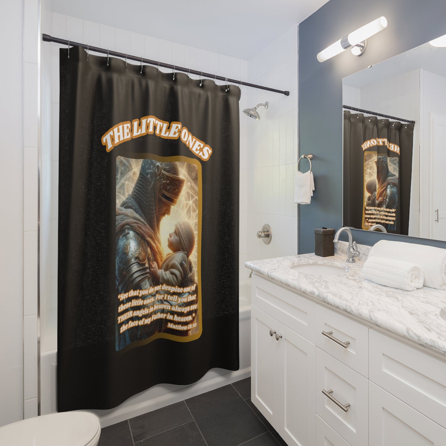 THE LITTLE ONES: 100% Polyester Christian Shower Curtain - FREE SHIPPING
