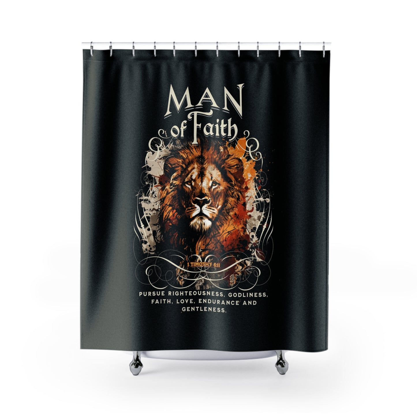 MAN OF FAITH:  100% Polyester Christian Shower Curtain - FREE SHIPPING