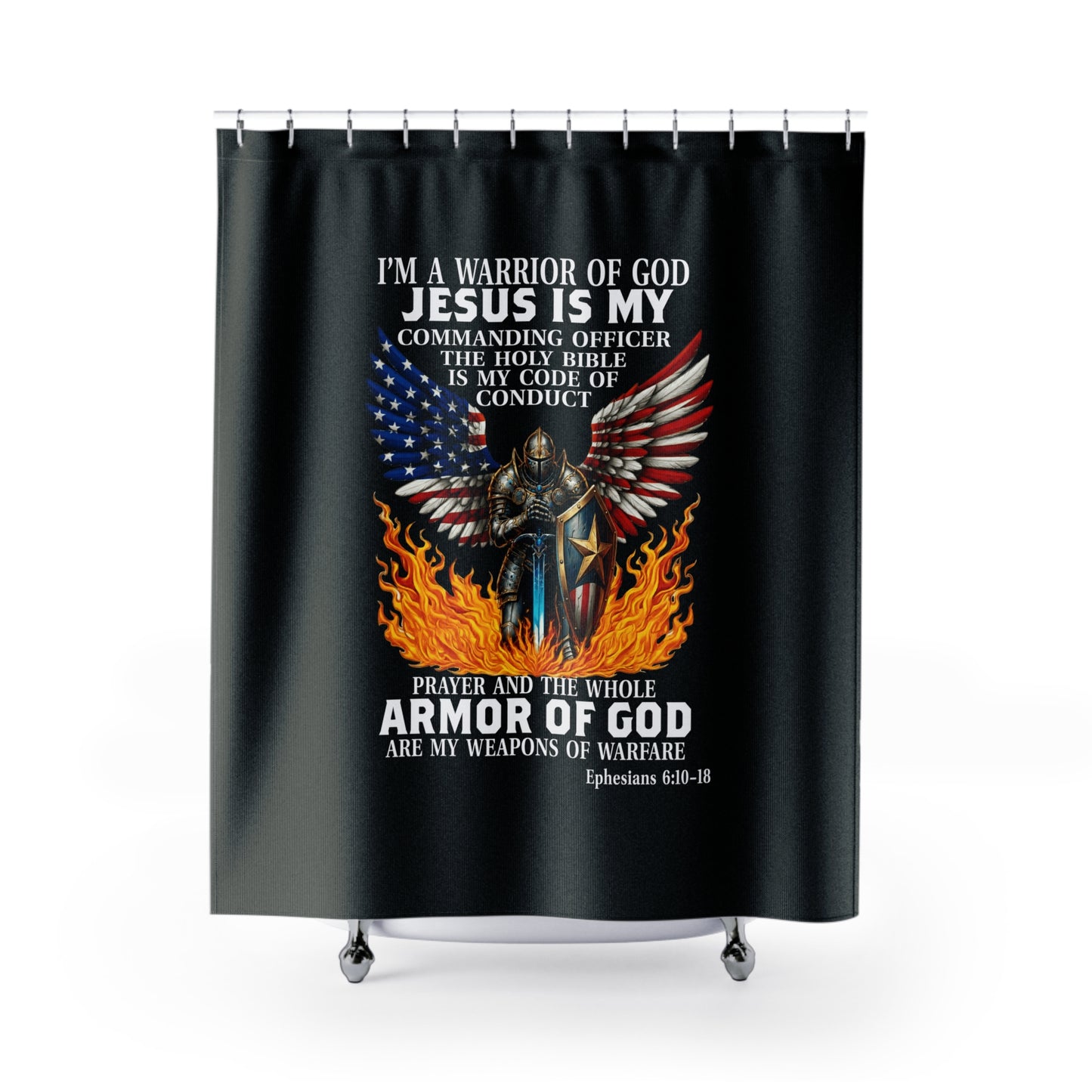 ARMOR OF GOD:  100% Polyester Patriotic Christian Shower Curtain - FREE SHIPPING