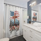 BLESSED IS THE NATION:  100% Polyester Patriotic Christian Shower Curtain - FREE SHIPPING