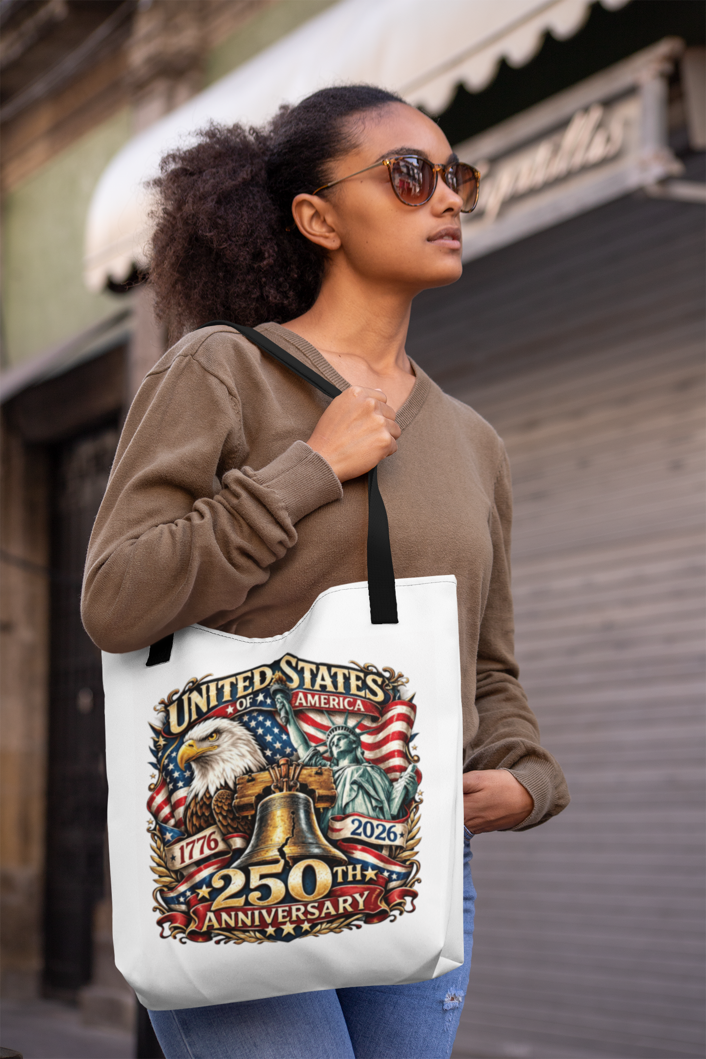 250th USA ANNIVERSARY Patriotic 100% Polyester Tote Bag (3 sizes) - FREE SHIPPING