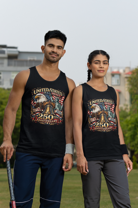 250th USA Anniversary Medium Weight Patriotic Tank Top (S-2XL): Men's & Women's 5200 - FREE SHIPPING