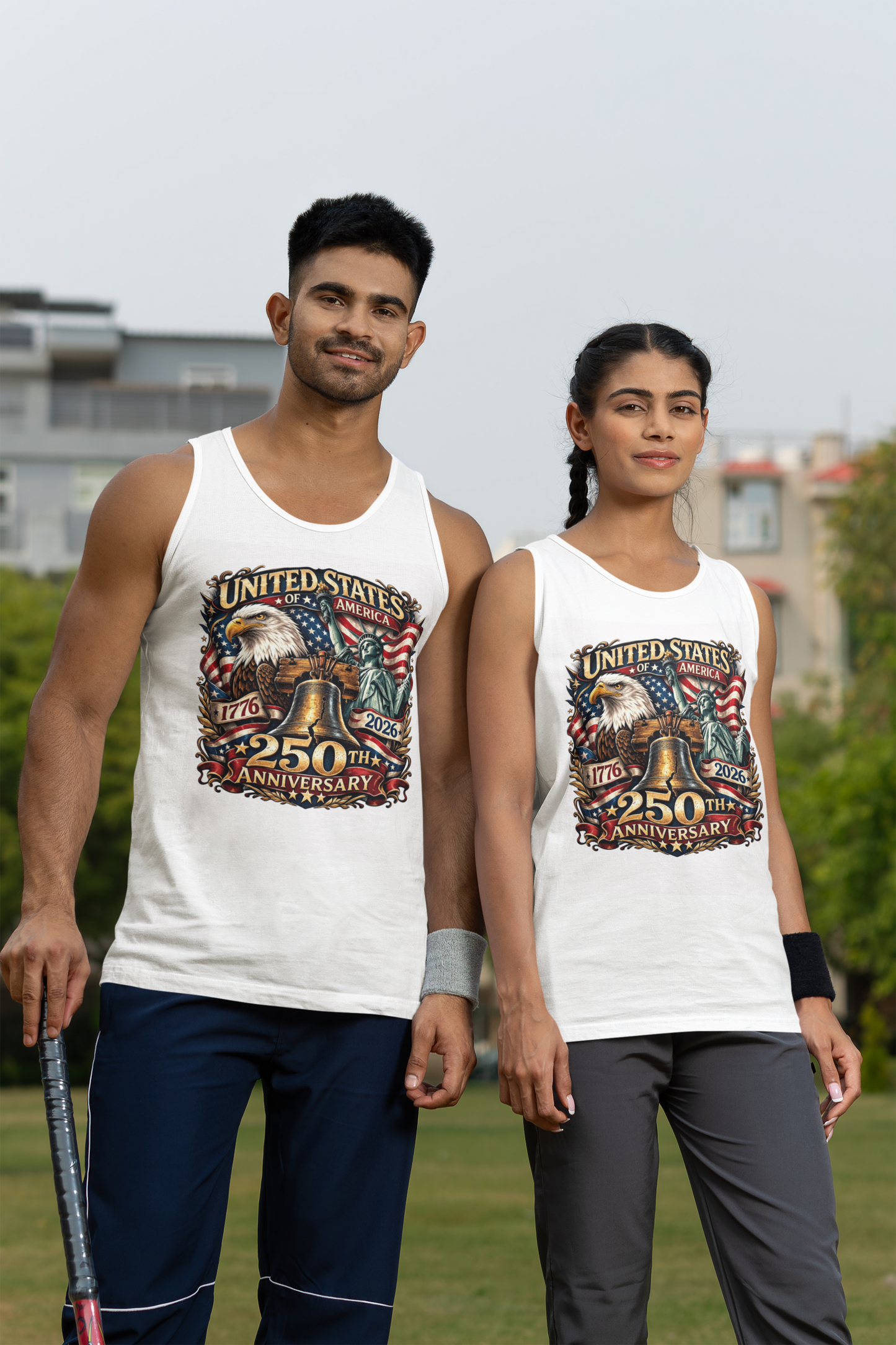 250th USA Anniversary Medium Weight Patriotic Tank Top (S-2XL):  Men's & Women's 5200 - FREE SHIPPING