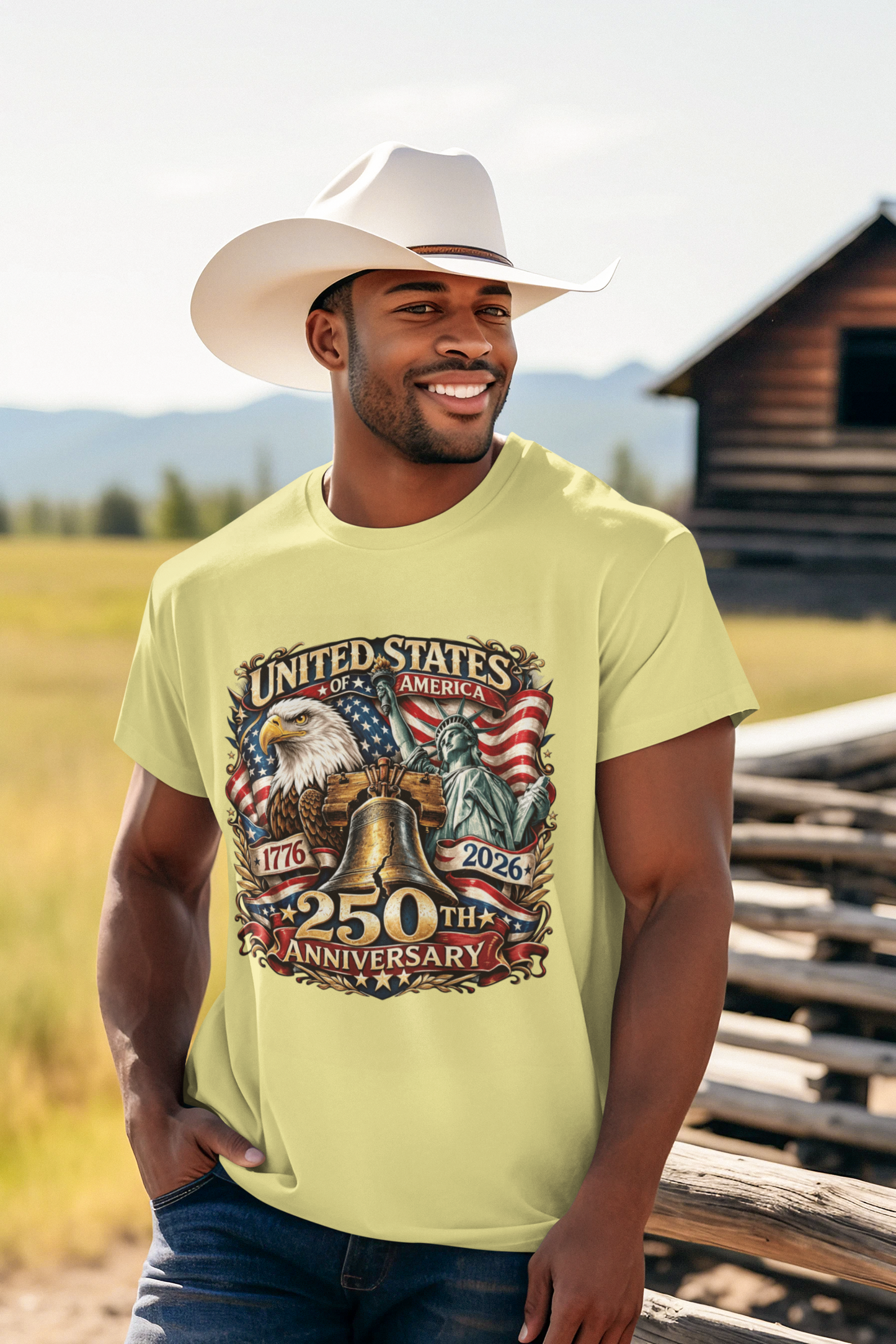 250th USA Anniversary Patriotic T-Shirt (S-5XL):  Men's Medium Weight Gildan 5000 - FREE SHIPPING