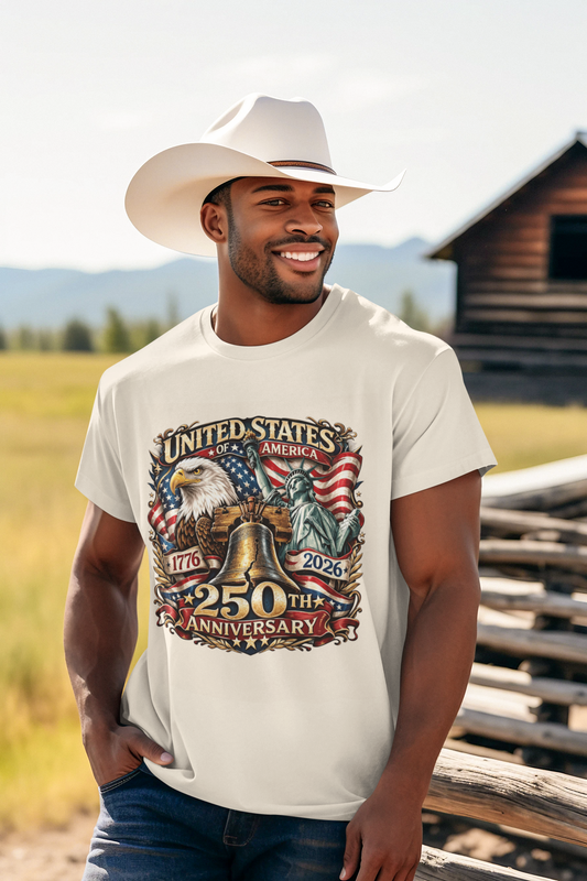 250th USA Anniversary Patriotic T-Shirt (S-5XL):  Men's Medium Weight Gildan 5000 - FREE SHIPPING