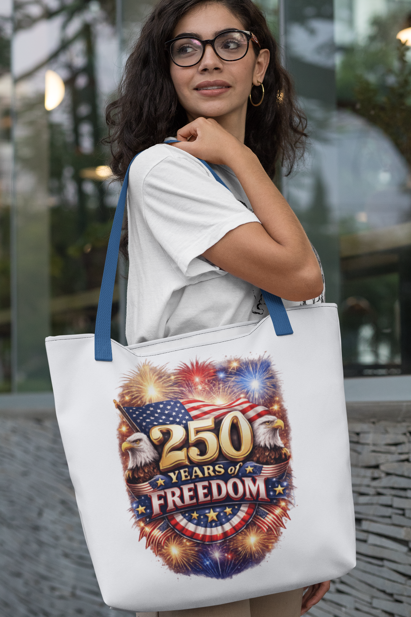 250yrs OF FREEDOM Patriotic 100% Polyester Tote Bag (3 sizes) - FREE SHIPPING