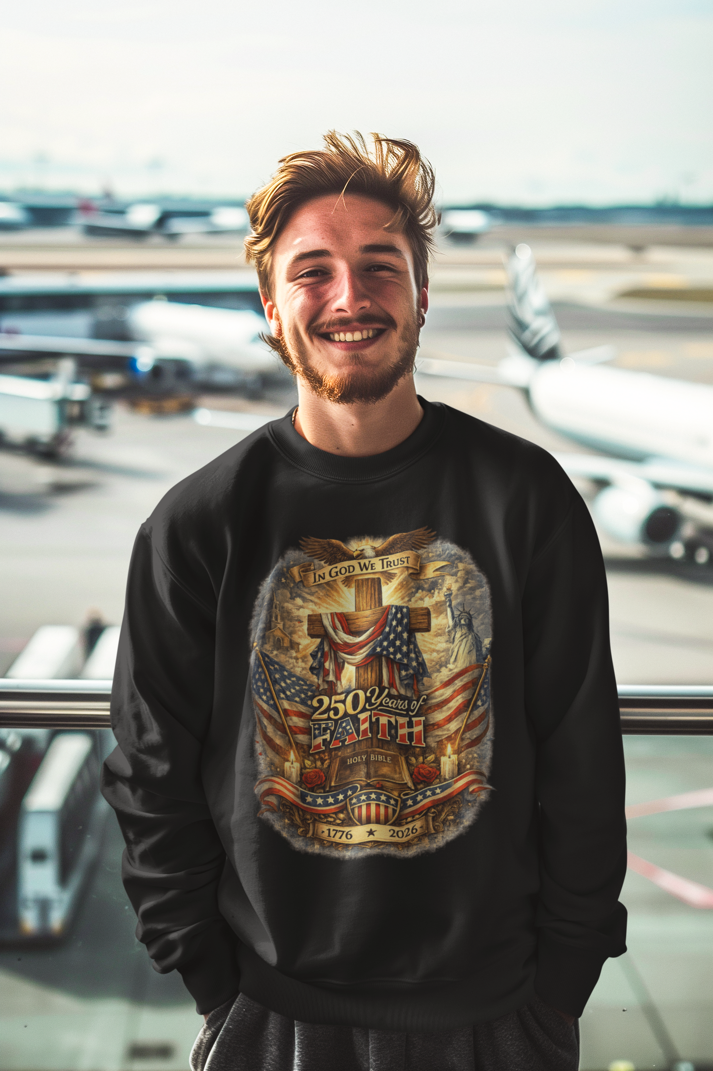 250yrs OF FAITH Heavy Weight Christian Sweatshirt (S-5XL):  Men's Gildan 18000