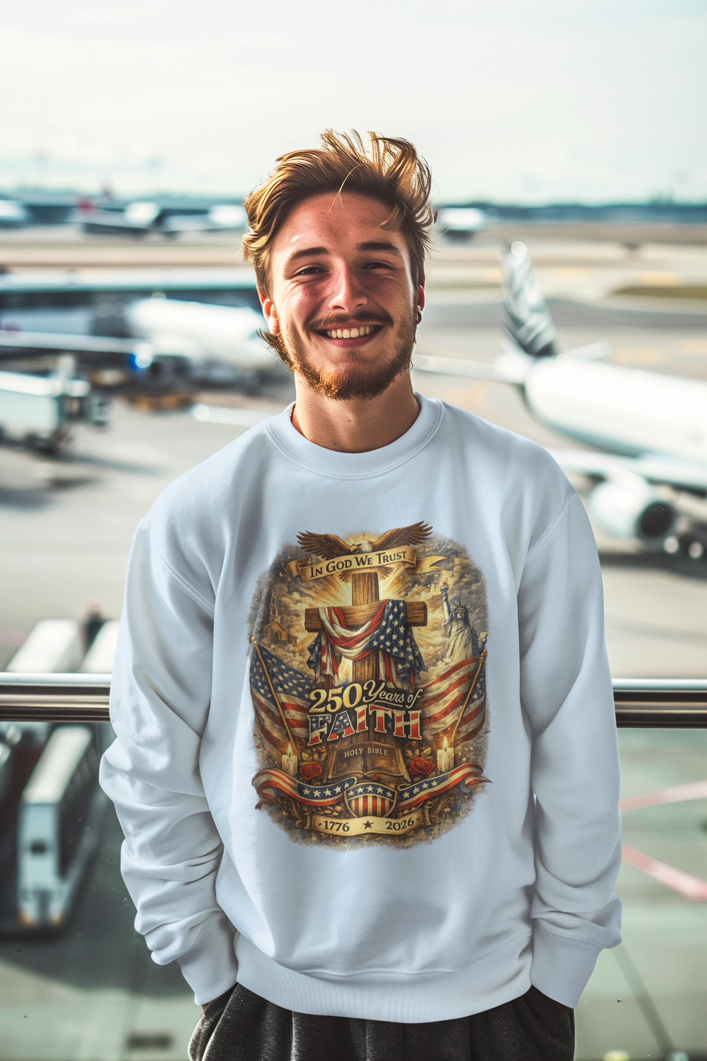 250yrs OF FAITH Heavy Weight Christian Sweatshirt (S-5XL):  Men's Gildan 18000