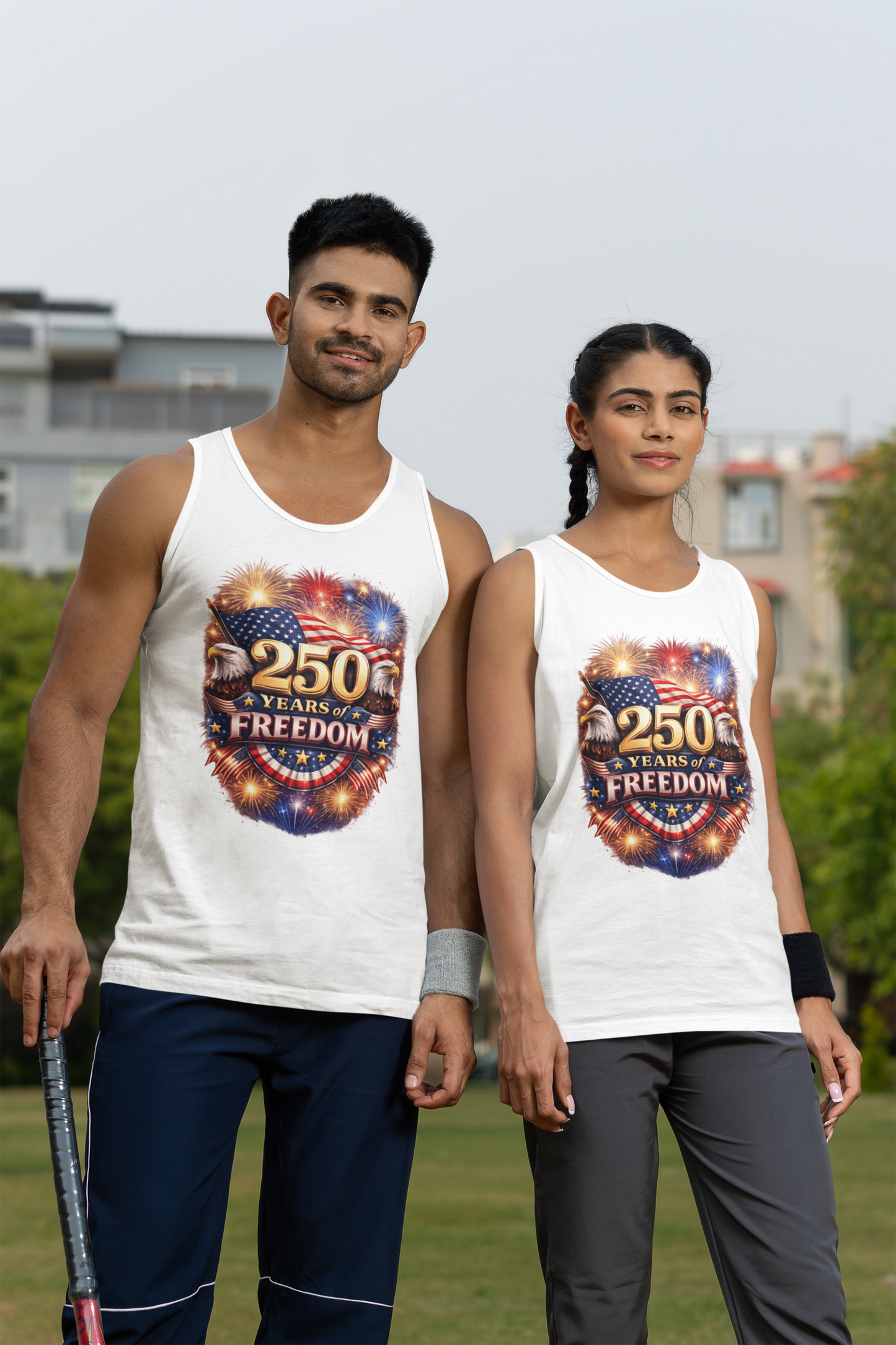 250yrs OF FREEDOM Medium Weight Patriotic Tank Top (S-2XL):  Men's & Women's 5200 - FREE SHIPPING