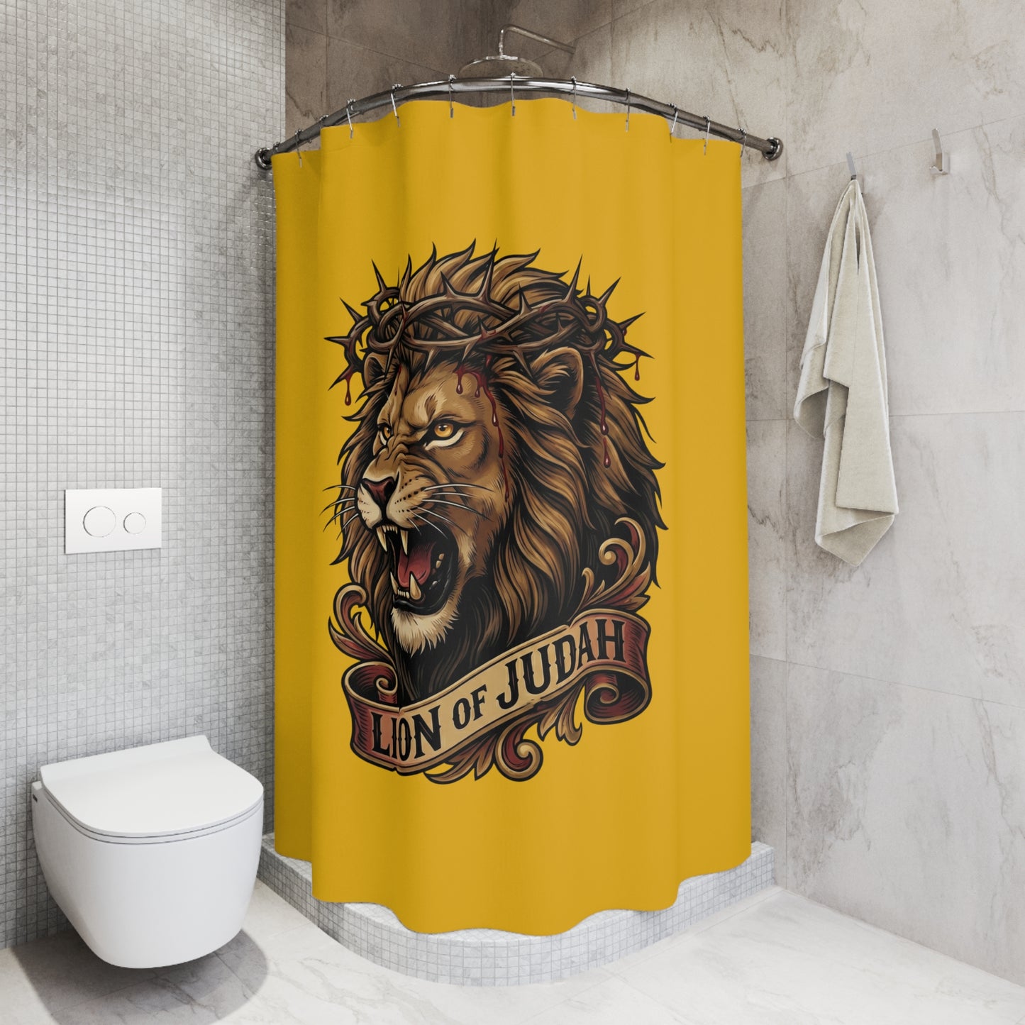 THE LION OF JUDAH:  100% Polyester Christian Shower Curtain - FREE SHIPPING