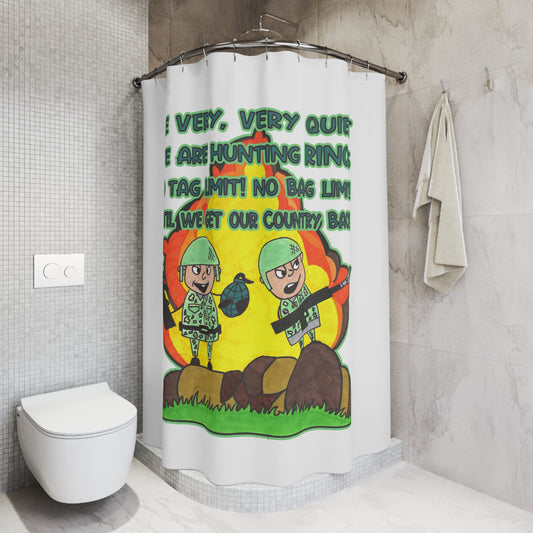 HUNTING RINOs:  100% Polyester Patriotic Military Shower Curtain - FREE SHIPPING