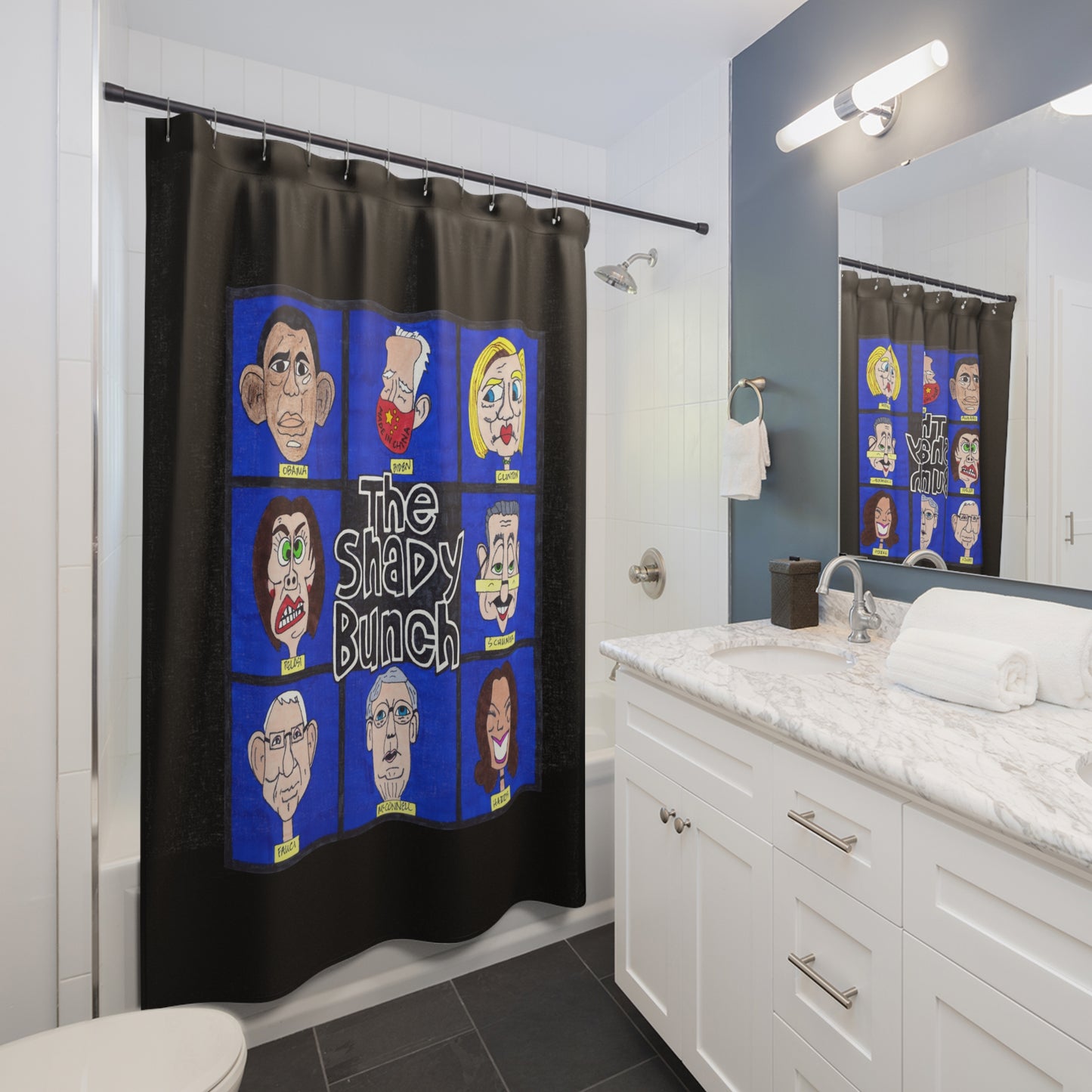 THE SHADY BUNCH:  100% Polyester Patriotic Shower Curtain - FREE SHIPPING