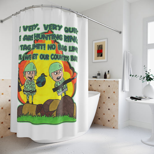 HUNTING RINOs:  100% Polyester Patriotic Military Shower Curtain - FREE SHIPPING