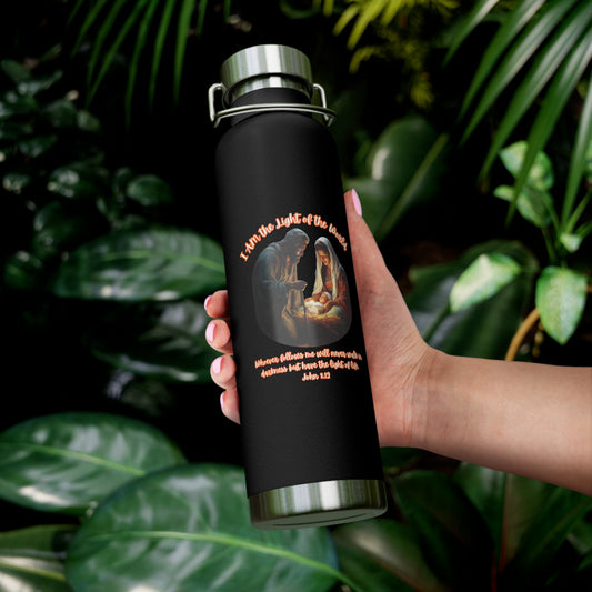 LIGHT OF THE WORLD:  22oz Copper Vacuum Insulated Patriotic Water Bottle - FREE SHIPPING