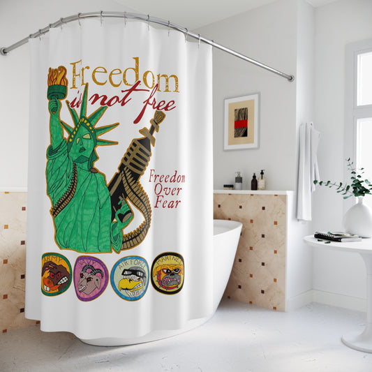 FREEDOM IS NOT FREE:  100% Polyester Patriotic Military Shower Curtain - FREE SHIPPING