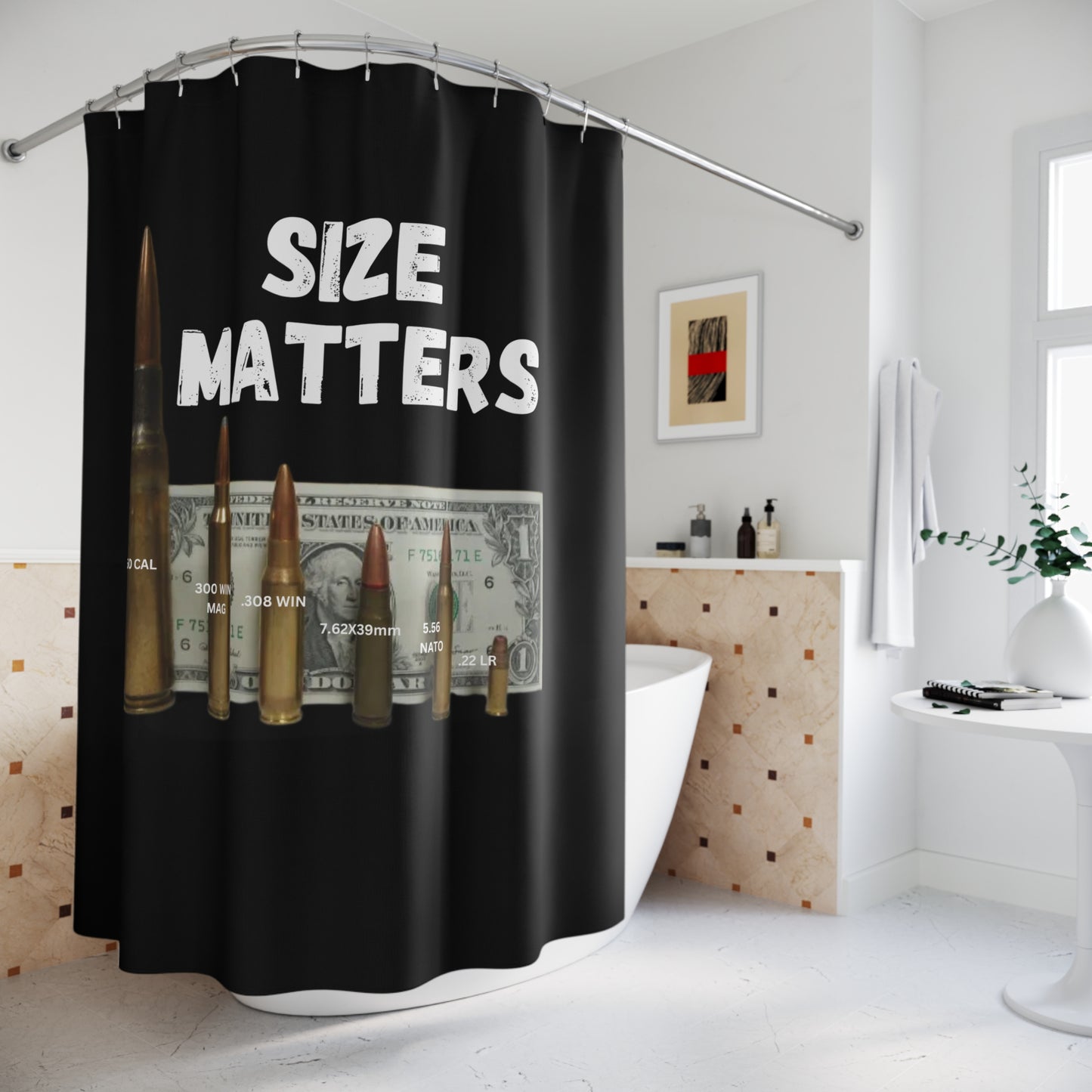 SIZE MATTERS:  100% Polyester Patriotic Military Shower Curtain - FREE SHIPPING