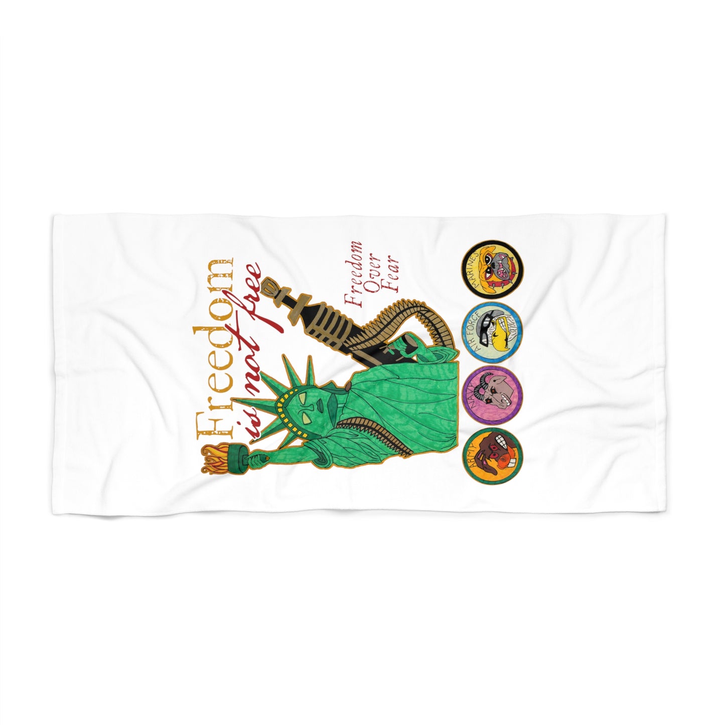 FREEDOM IS NOT FREE:  X-tra Large Beach Towel 36"x72" - FREE SHIPPING