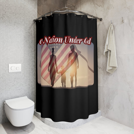 ONE NATION UNDER GOD:  100% Polyester Patriotic Christian Shower Curtain - FREE SHIPPING