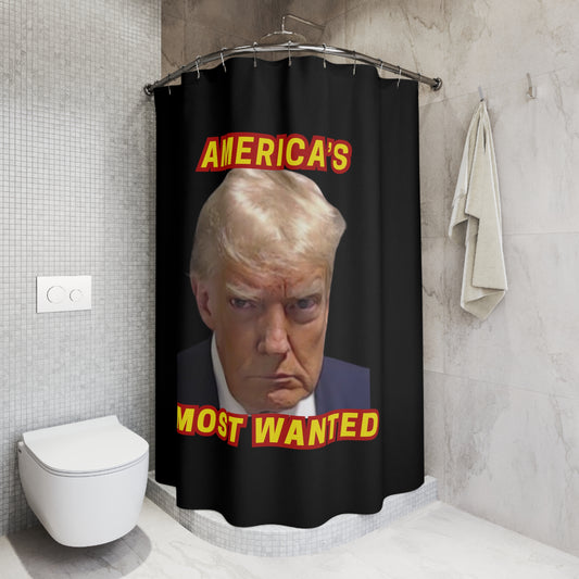TRUMP MUG SHOT:  100% Polyester Patriotic Trump Shower Curtain - FREE SHIPPING
