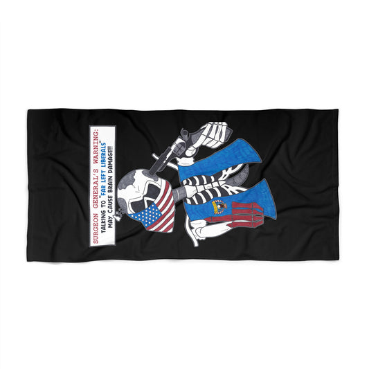 LIBERAL BRAIN DAMAGE:  X-tra Large Beach Towel (36"x72") - FREE SHIPPING