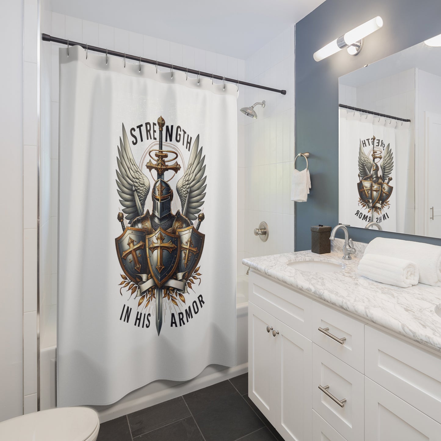 ARMOR OF GOD:  100% Polyester Christian Shower Curtain - FREE SHIPPING