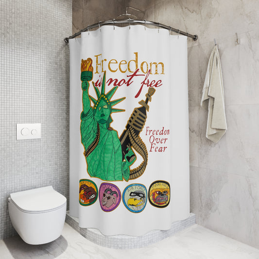 FREEDOM IS NOT FREE:  100% Polyester Patriotic Military Shower Curtain - FREE SHIPPING
