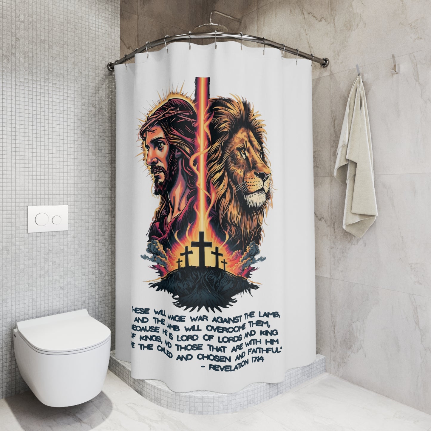 THE LION OF JUDAH:  100% Polyester Christian Shower Curtain - FREE SHIPPING
