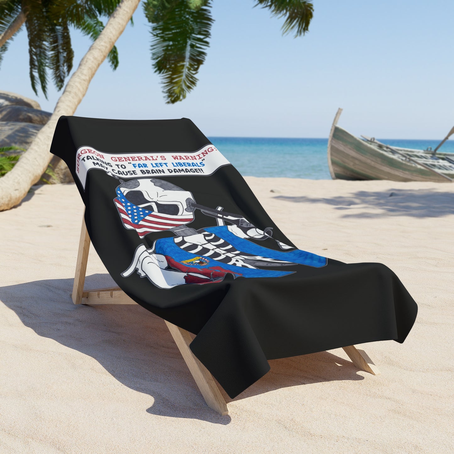 LIBERAL BRAIN DAMAGE:  X-tra Large Beach Towel (36"x72") - FREE SHIPPING