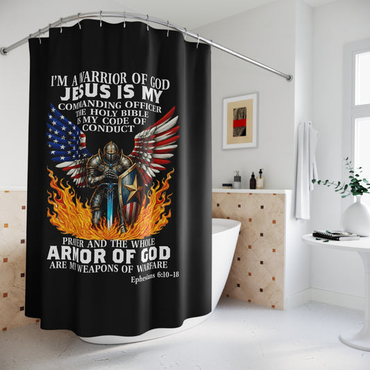 ARMOR OF GOD:  100% Polyester Patriotic Christian Shower Curtain - FREE SHIPPING
