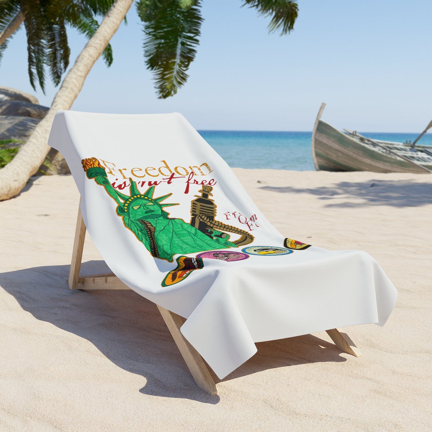 FREEDOM IS NOT FREE:  X-tra Large Beach Towel 36"x72" - FREE SHIPPING