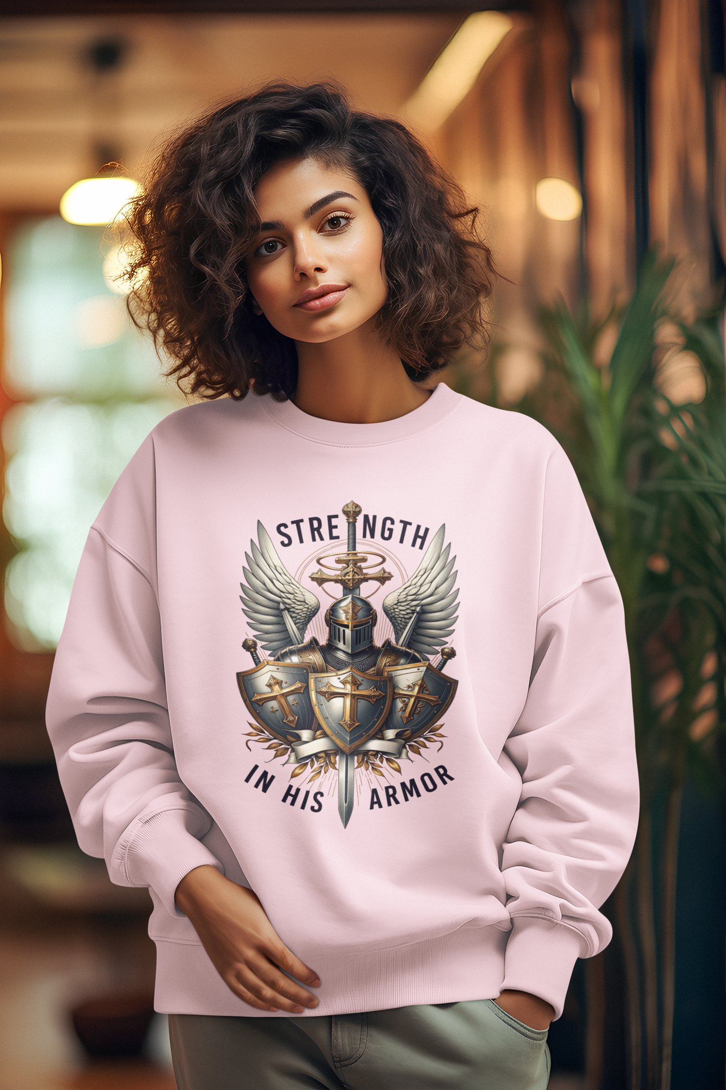 ARMOR OF GOD Heavy Weight Christian Sweatshirt (S-5XL):  Women's Gildan 18000 - FREE SHIPPING