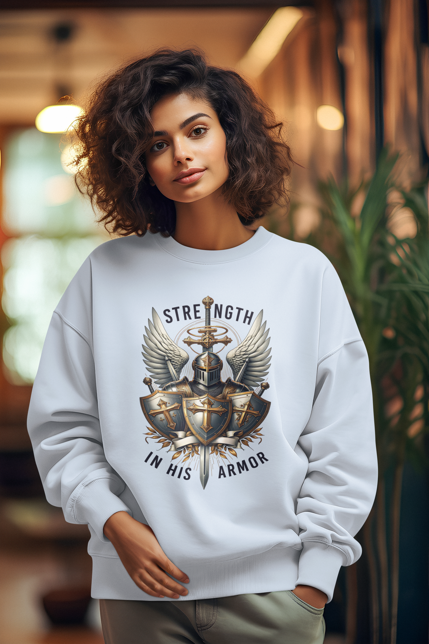 ARMOR OF GOD Heavy Weight Christian Sweatshirt (S-5XL):  Women's Gildan 18000 - FREE SHIPPING