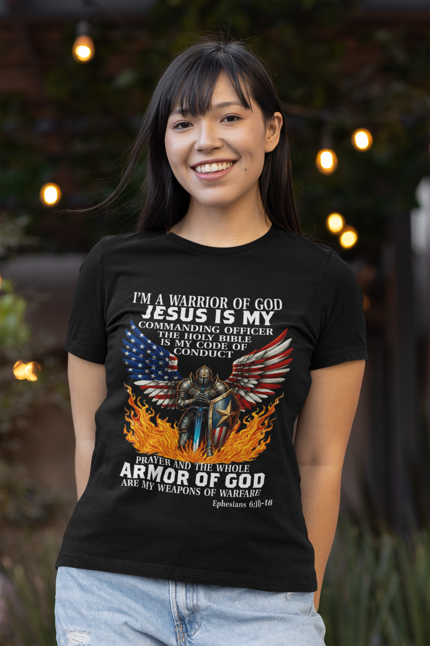 ARMOR OF GOD Fitted Patriotic Christian T-Shirt (S-2XL):  Women's Bella+Canvas 6004 - FREE SHIPPING