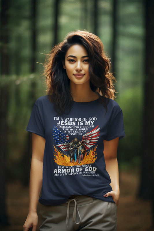 ARMOR OF GOD Semi-Fitted Christian T-Shirt (S-3XL):  Women's Gildan 5000L