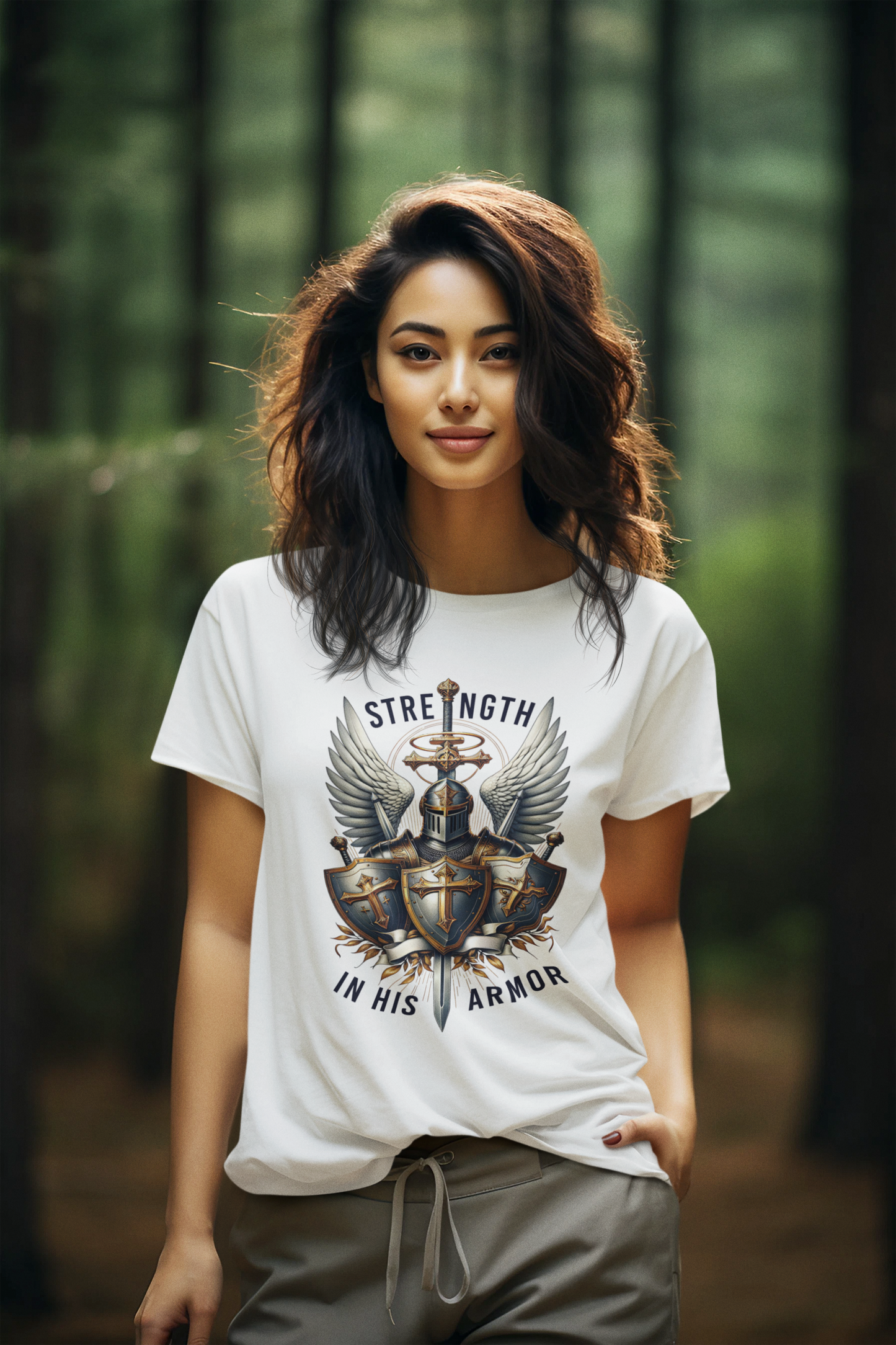 ARMOR OF GOD Semi-Fitted Christian T-Shirt (S-3XL):  Women's Gildan 5000L